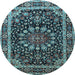 Round Machine Washable Persian Light Blue Traditional Rug, wshtr1644lblu