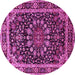 Round Machine Washable Persian Pink Traditional Rug, wshtr1644pnk