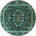 Round Persian Turquoise Traditional Rug, tr1644turq