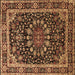 Square Machine Washable Persian Brown Traditional Rug, wshtr1644brn