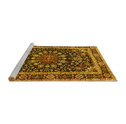 Sideview of Machine Washable Persian Yellow Traditional Rug, wshtr1644yw
