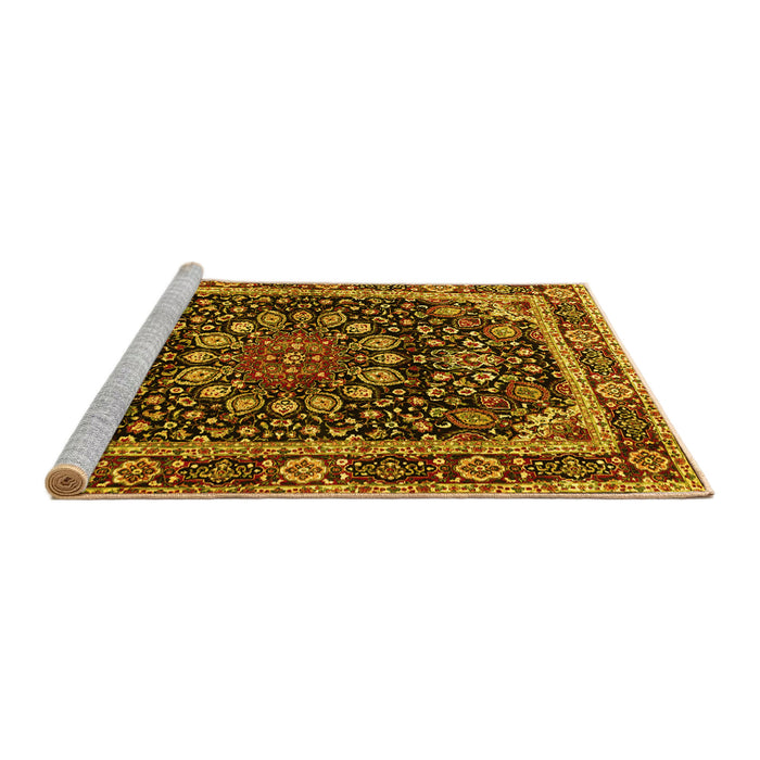 Sideview of Machine Washable Persian Yellow Traditional Rug, wshtr1644yw