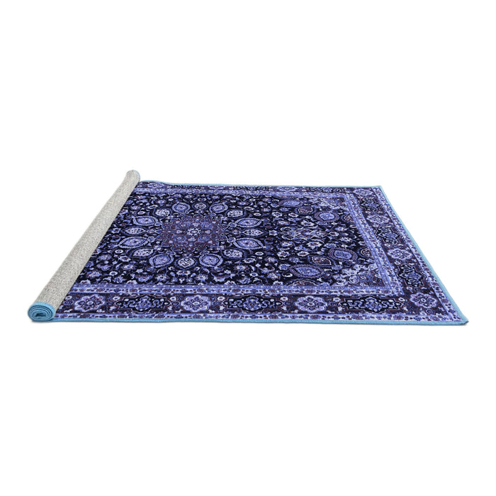 Sideview of Machine Washable Persian Blue Traditional Rug, wshtr1644blu