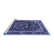 Sideview of Machine Washable Persian Blue Traditional Rug, wshtr1644blu