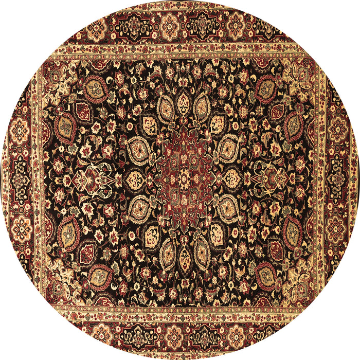 Round Persian Brown Traditional Rug, tr1644brn