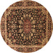 Round Persian Brown Traditional Rug, tr1644brn