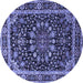 Round Persian Blue Traditional Rug, tr1644blu