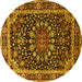 Round Machine Washable Persian Yellow Traditional Rug, wshtr1644yw