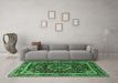 Machine Washable Persian Emerald Green Traditional Area Rugs in a Living Room,, wshtr1644emgrn