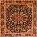 Round Machine Washable Persian Orange Traditional Area Rugs, wshtr1644org