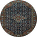 Round Persian Light Blue Traditional Rug, tr1645lblu