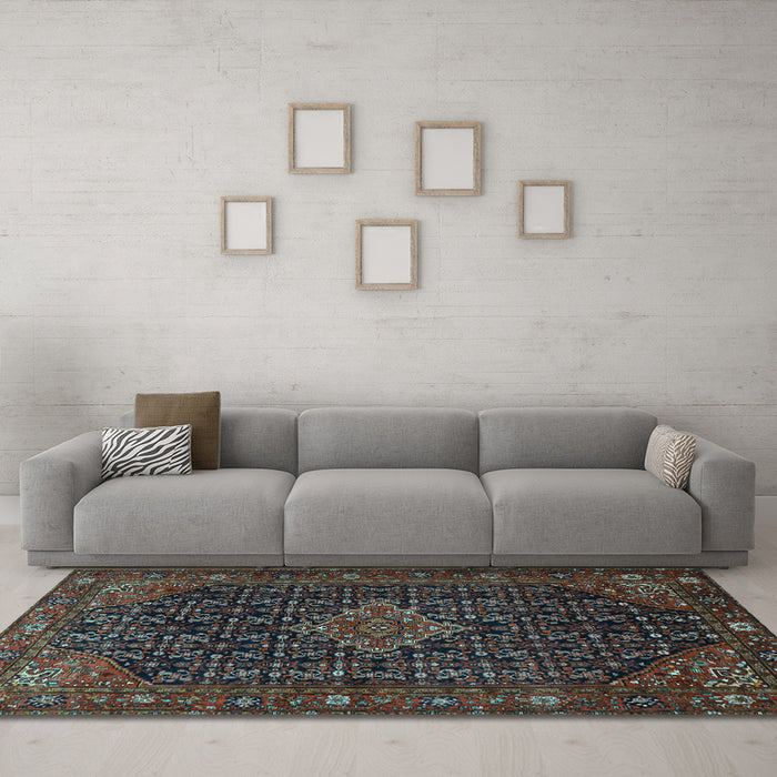 Machine Washable Persian Light Blue Traditional Rug in a Living Room, wshtr1645lblu