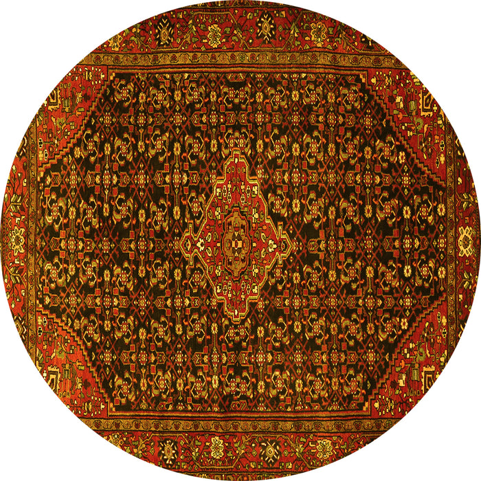 Round Persian Yellow Traditional Rug, tr1645yw