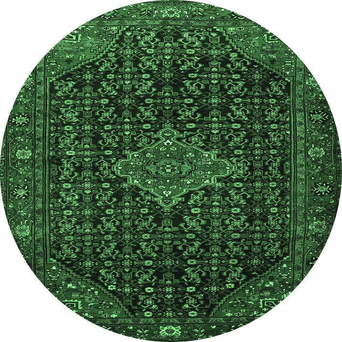 Round Machine Washable Persian Emerald Green Traditional Area Rugs, wshtr1645emgrn