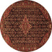 Round Machine Washable Persian Brown Traditional Rug, wshtr1645brn