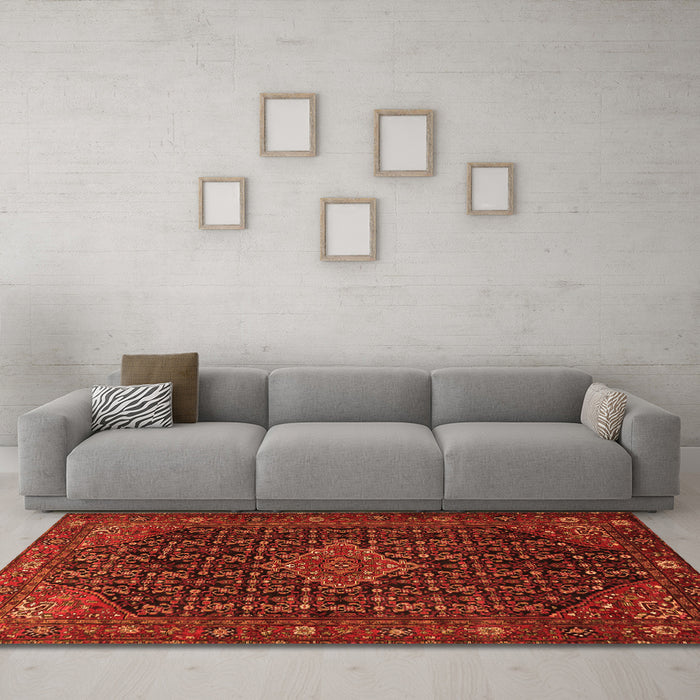 Machine Washable Persian Orange Traditional Area Rugs in a Living Room, wshtr1645org