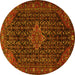 Round Machine Washable Persian Yellow Traditional Rug, wshtr1645yw