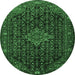 Round Persian Emerald Green Traditional Rug, tr1645emgrn