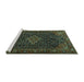 Sideview of Machine Washable Persian Turquoise Traditional Area Rugs, wshtr1645turq