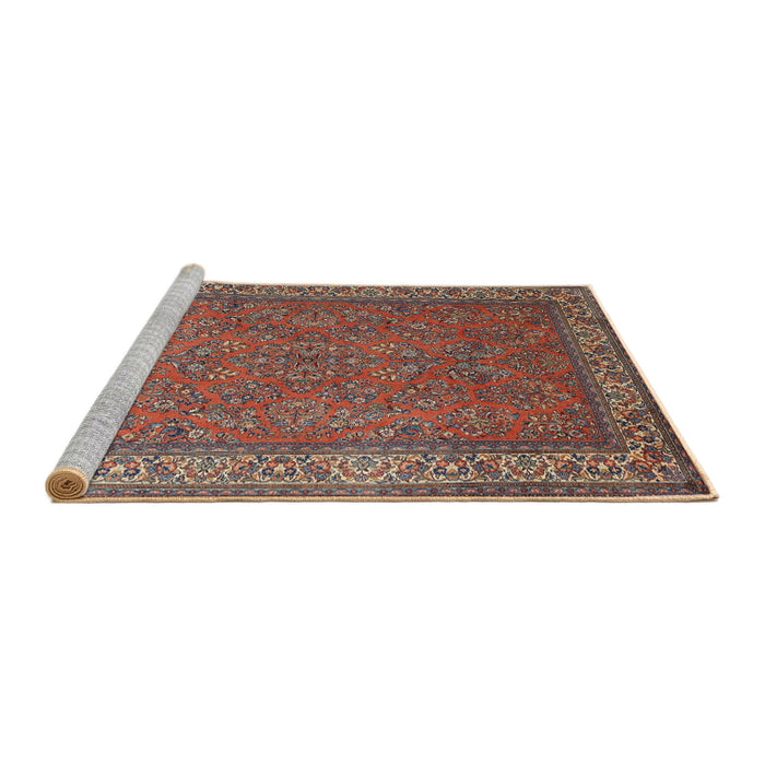 Sideview of Machine Washable Traditional Dark Almond Brown Rug, wshtr1646