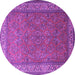 Round Machine Washable Persian Purple Traditional Area Rugs, wshtr1646pur