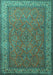 Machine Washable Persian Turquoise Traditional Area Rugs, wshtr1646turq