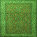 Round Machine Washable Persian Green Traditional Area Rugs, wshtr1646grn