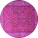 Round Machine Washable Persian Pink Traditional Rug, wshtr1646pnk