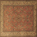 Square Machine Washable Persian Brown Traditional Rug, wshtr1646brn