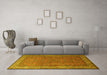 Machine Washable Persian Yellow Traditional Rug in a Living Room, wshtr1646yw