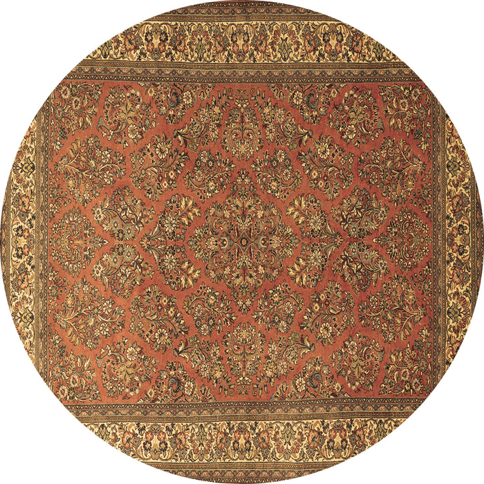 Round Persian Brown Traditional Rug, tr1646brn