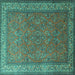 Square Machine Washable Persian Turquoise Traditional Area Rugs, wshtr1646turq