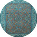 Round Machine Washable Persian Light Blue Traditional Rug, wshtr1646lblu