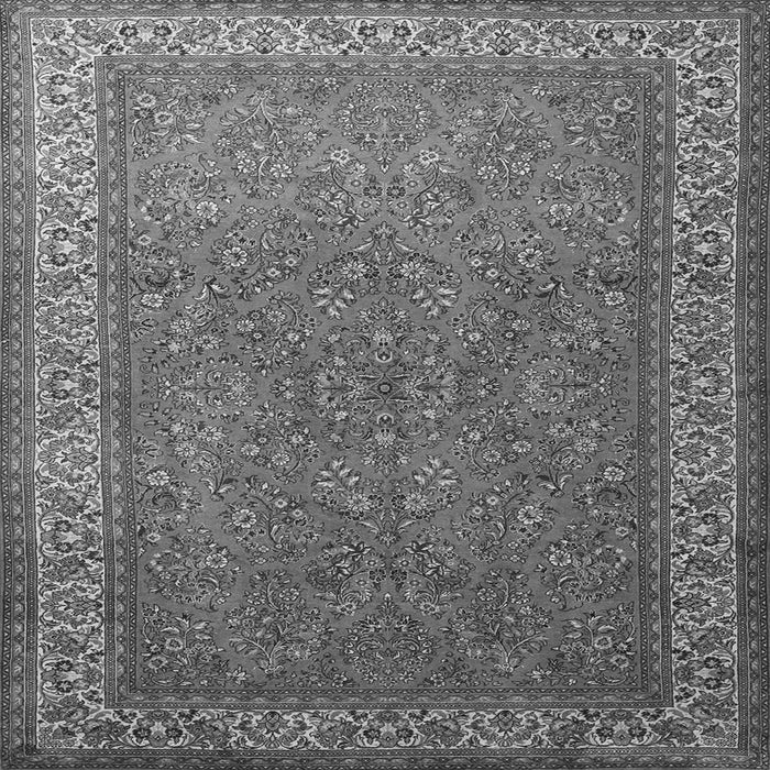 Round Machine Washable Persian Gray Traditional Rug, wshtr1646gry