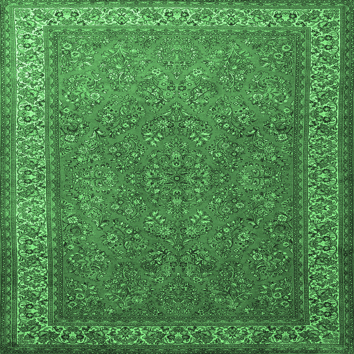 Square Persian Emerald Green Traditional Rug, tr1646emgrn