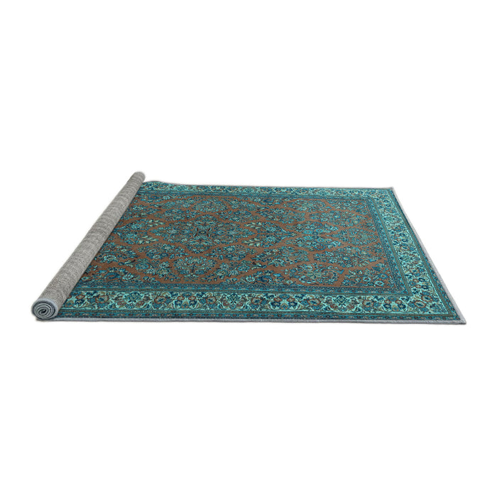 Sideview of Machine Washable Persian Light Blue Traditional Rug, wshtr1646lblu