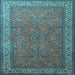 Square Machine Washable Persian Light Blue Traditional Rug, wshtr1646lblu