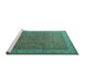 Sideview of Machine Washable Persian Turquoise Traditional Area Rugs, wshtr1646turq