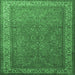 Square Machine Washable Persian Emerald Green Traditional Area Rugs, wshtr1646emgrn