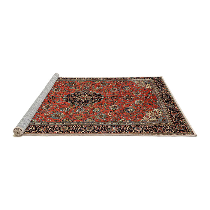 Sideview of Machine Washable Traditional Saffron Red Rug, wshtr1647