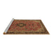 Sideview of Machine Washable Medallion Brown Traditional Rug, wshtr1647brn