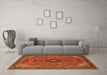 Machine Washable Medallion Orange Traditional Area Rugs in a Living Room, wshtr1647org