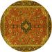 Round Medallion Yellow Traditional Rug, tr1647yw