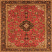 Serging Thickness of Medallion Orange Traditional Rug, tr1647org