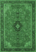 Machine Washable Medallion Emerald Green Traditional Area Rugs, wshtr1647emgrn