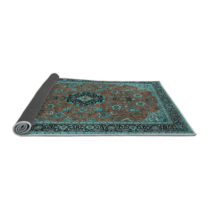Sideview of Medallion Light Blue Traditional Rug, tr1647lblu