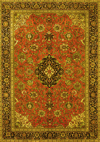 Medallion Yellow Traditional Rug, tr1647yw