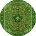 Square Medallion Green Traditional Rug, tr1647grn