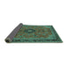 Sideview of Medallion Turquoise Traditional Rug, tr1647turq