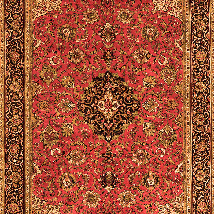 Serging Thickness of Machine Washable Medallion Orange Traditional Area Rugs, wshtr1647org